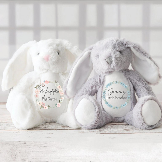 Personalised Big Sister Gifts - Big Brother Gifts - Big Sister Announcement - Little Brother Gifts - New Baby - Baby Boy Bunny - Baby Girl