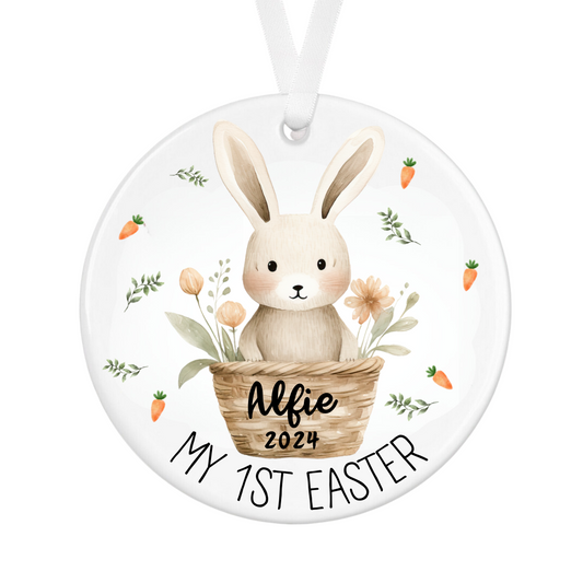 Personalised First Ceramic Easter Decoration I Rabbit Gift, Decoration Keepsake, Baby Boys Girls First Easter, First Easter Gift, 1st Easter