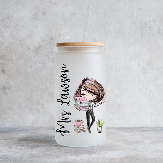 Personalised Teacher Glass Tumbler - Thank You Teacher - Teacher Gifts - Teacher Mug - Teacher Gift - New Teacher - Rainbow Glass - Coffee