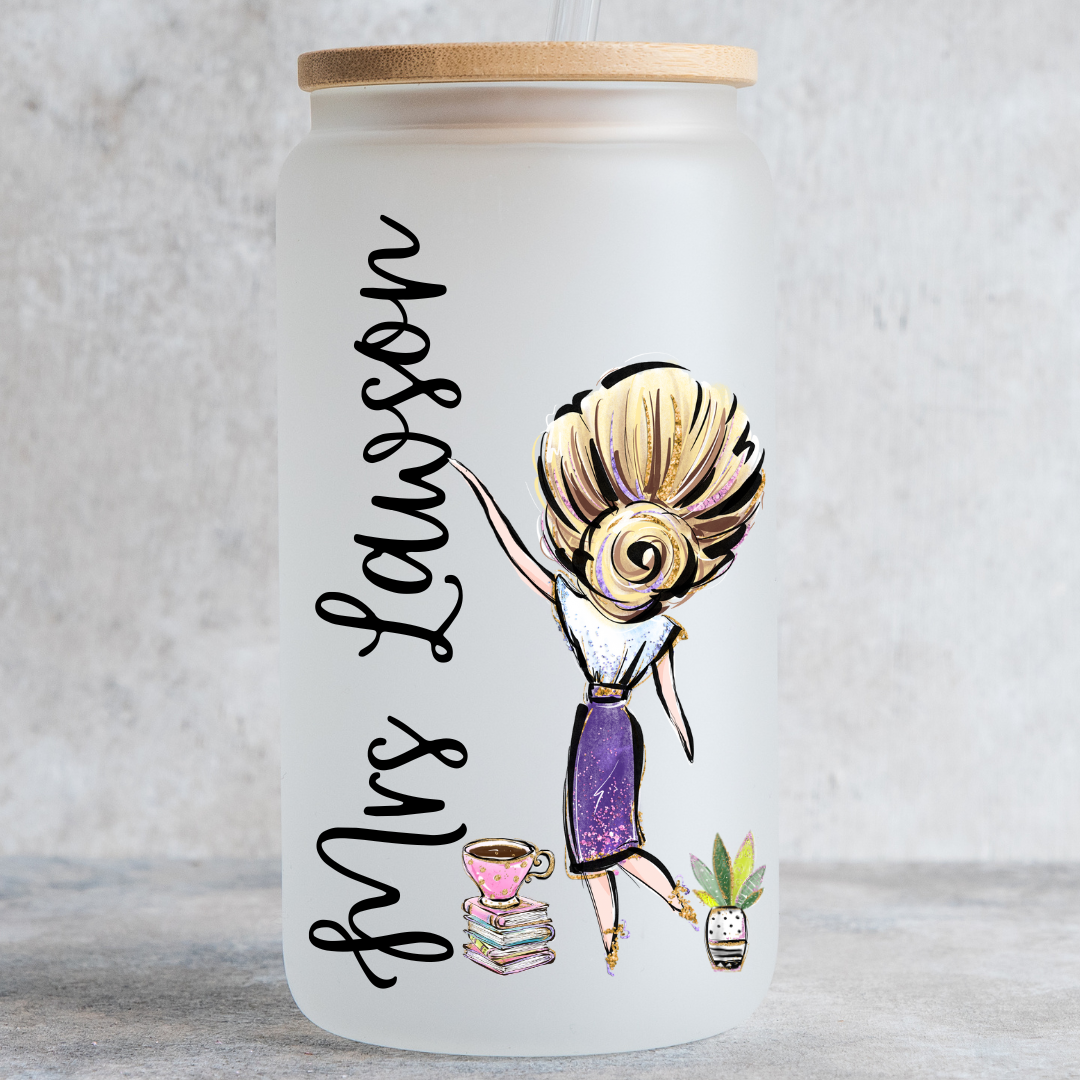 Personalised Teacher Glass Tumbler - Thank You Teacher - Teacher Gifts - Teacher Mug - Teacher Gift - New Teacher - Rainbow Glass - Coffee