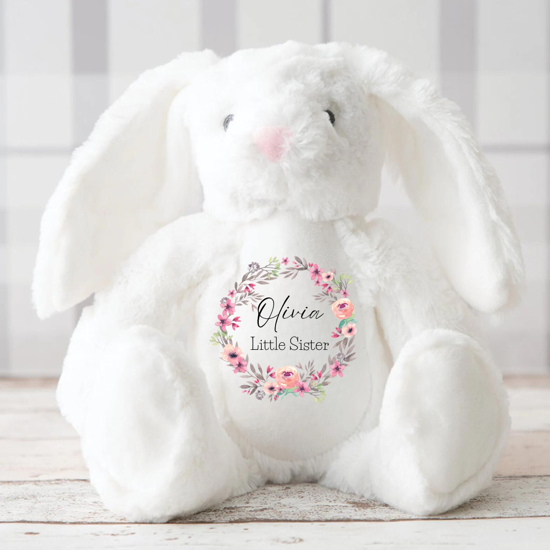 Personalised Bunny,Baby Gift,New Baby Gift, Baby Keepsake,Baby Girl Gifts,Big Sister Gift, Little Sister Gifts, New SisterGift, Sister Bunny