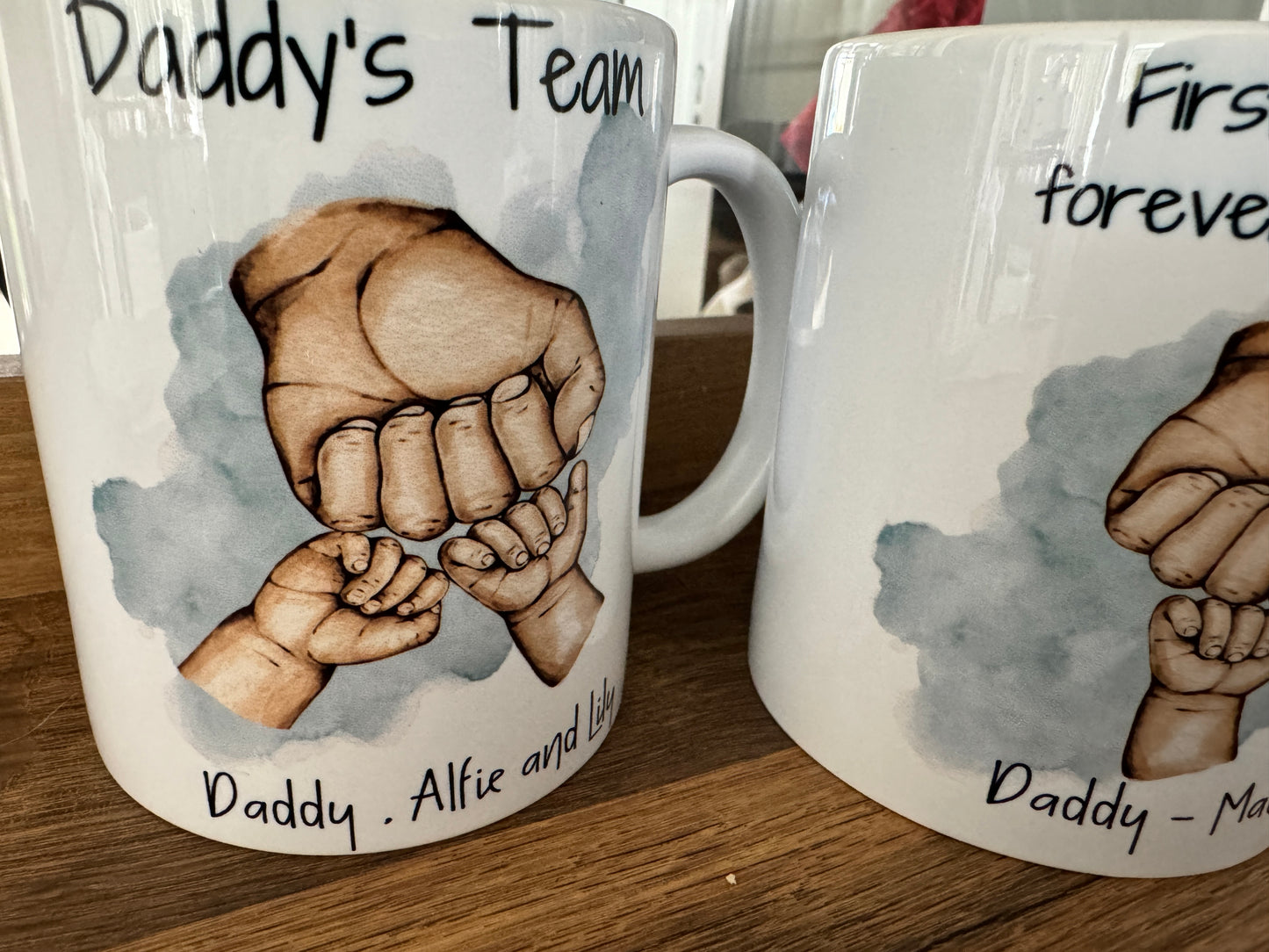 Dad Gift, Fist Bump, Personalised Mug Gift , Fathers Day Gift, Birthday Gift for Dad, Daddy, Grandad, Gift From Kids, Dads Team