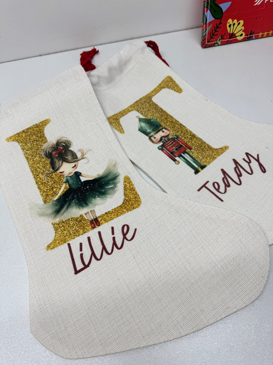 Personalised Christmas Gift - Personalised Name Christmas Stocking, Mug, Tote and Santa Sack with Festive Nutcracker Design,