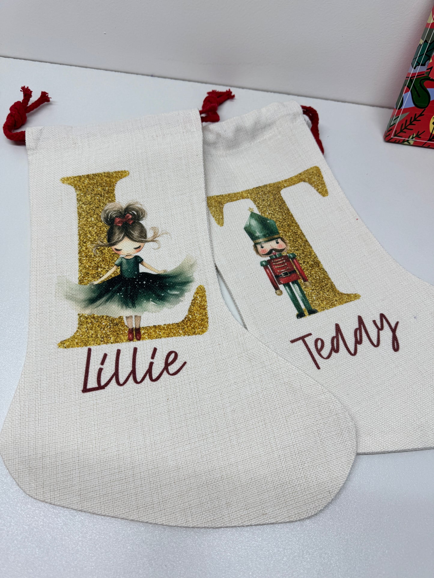 Personalised Christmas Gift - Personalised Name Christmas Stocking, Mug, Tote and Santa Sack with Festive Nutcracker Design,