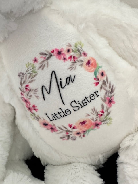 Personalised Bunny,Baby Gift,New Baby Gift, Baby Keepsake,Baby Girl Gifts,Big Sister Gift, Little Sister Gifts, New SisterGift, Sister Bunny