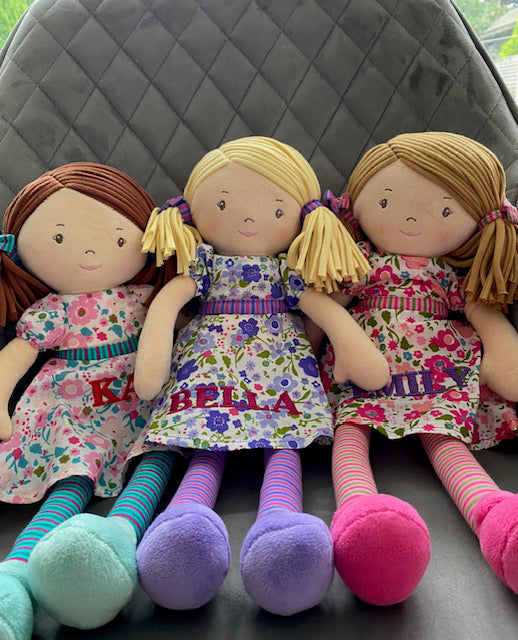 Personalised Rag Doll, Personalised Doll with Embroidered Name