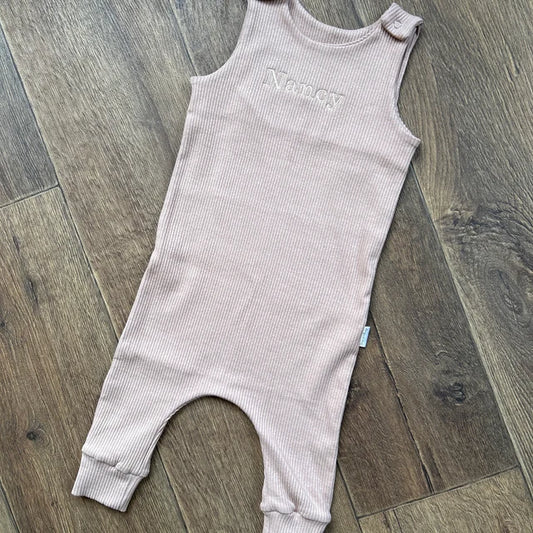 Personalised Baby Zip Romper | Embroidered Baby Overalls| White Sage Outfit Name or Initials UNISEX Clothing