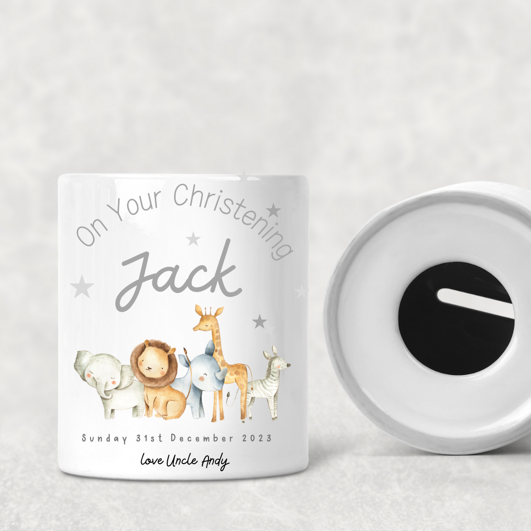 Personalised Christening Money Box - Personalised Money Box - Christening Money Box - Christening Gifts - Baby Keepsake - Baby Money Box