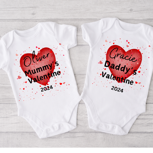 Personalised Daddy's | Mummy's Little Valentine T Shirt, Babygrow & Bib, Baby Valentine's Outfit, Baby's First Valentines Babygrow