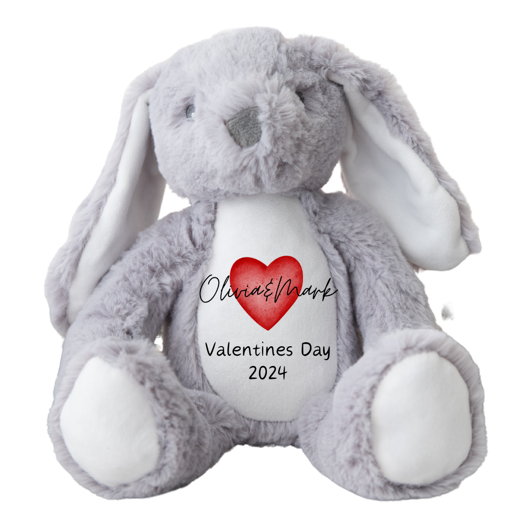 Personalised Valentines Teddy, Girlfriend's Valentines Bunny, Valentines Gift for her, Valentines Soft Toy, Girlfriend Gift, Couple Gift,