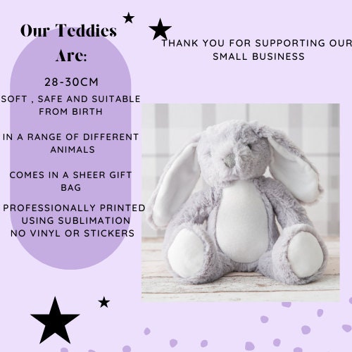 Personalised Bunny Rabbit, New Baby Gift, Personalised Plush Soft Toy, Your Name Teddy, Kids Cuddly Toy, Girls and Boys Teddy