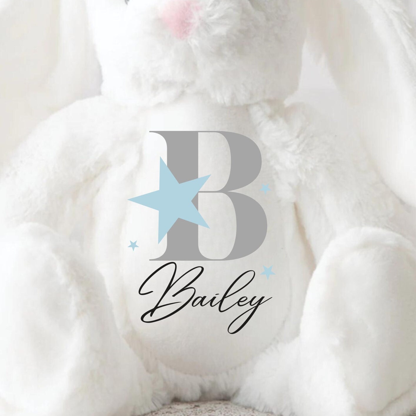 Personalised Bunny Rabbit, New Baby Gift, Personalised Plush Soft Toy, Your Name Teddy, Kids Cuddly Toy, Girls and Boys Teddy