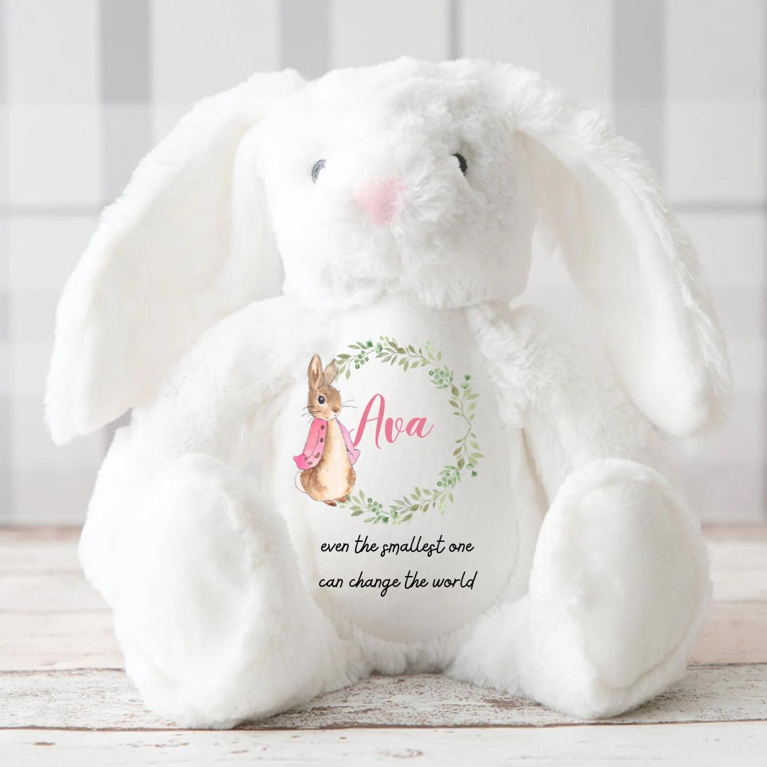 Personalised Bunny Rabbit, New Baby Gift, Personalised Plush Soft Toy, Personalised New Baby Gift,Baby Boy,Grandson Gift New Birth Gift