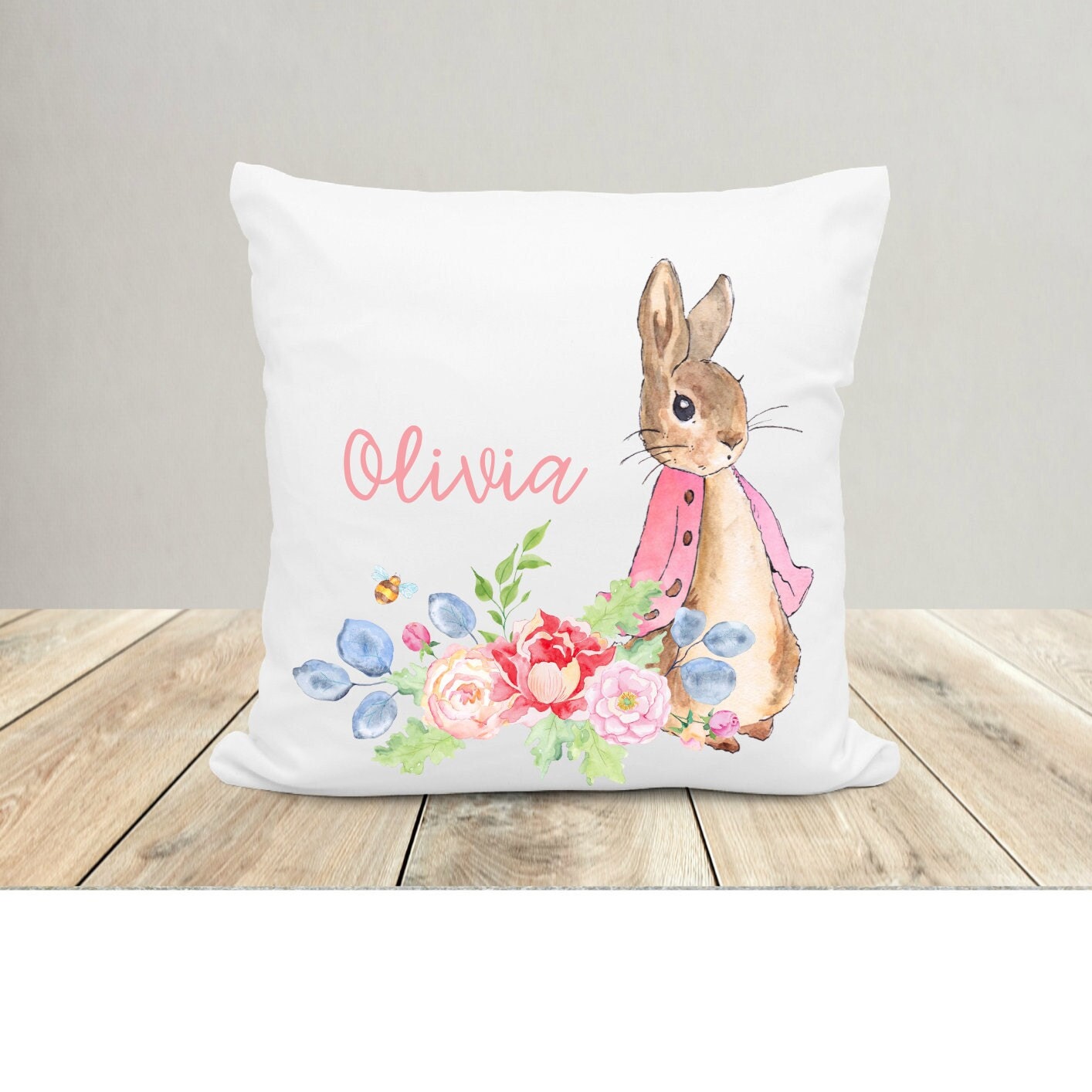 Peter Rabbit Cushion, Girls Nursery Cushion,Girls Nursery Decor,Baby Girl Gifts ,New Baby Girl Gifts, Nursery Decor, Girls Nursery Cushion