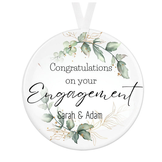 Personalised Engagement Gift , Ceramic Gift Ornament , Engagement Keepsake