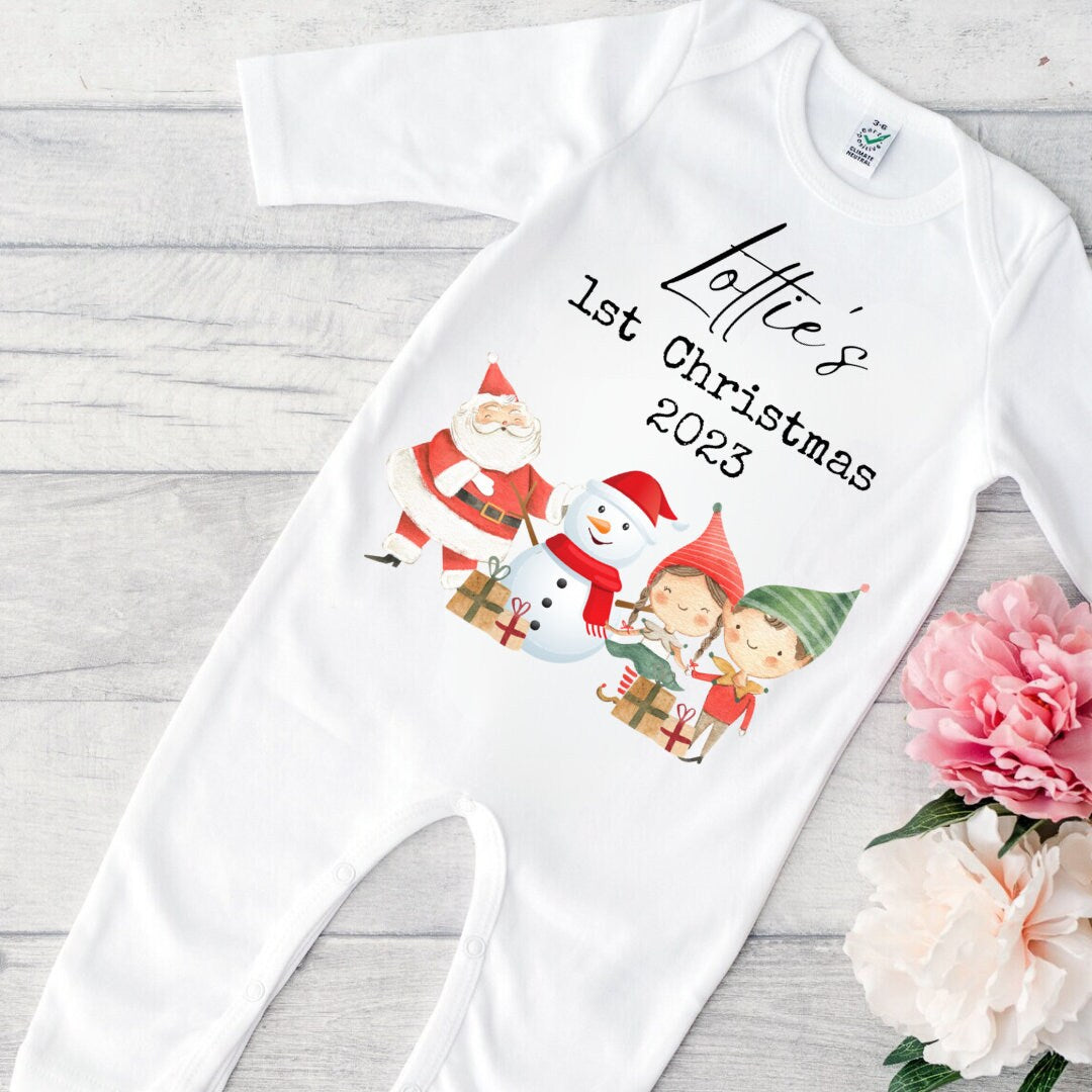 First Christmas Baby grow,1st Christmas,Vest, Sleep suit, Baby Christmas Outfit,Girls,Christmas Pjs,First Xmas,Gift,Christmas Eve,Newborn