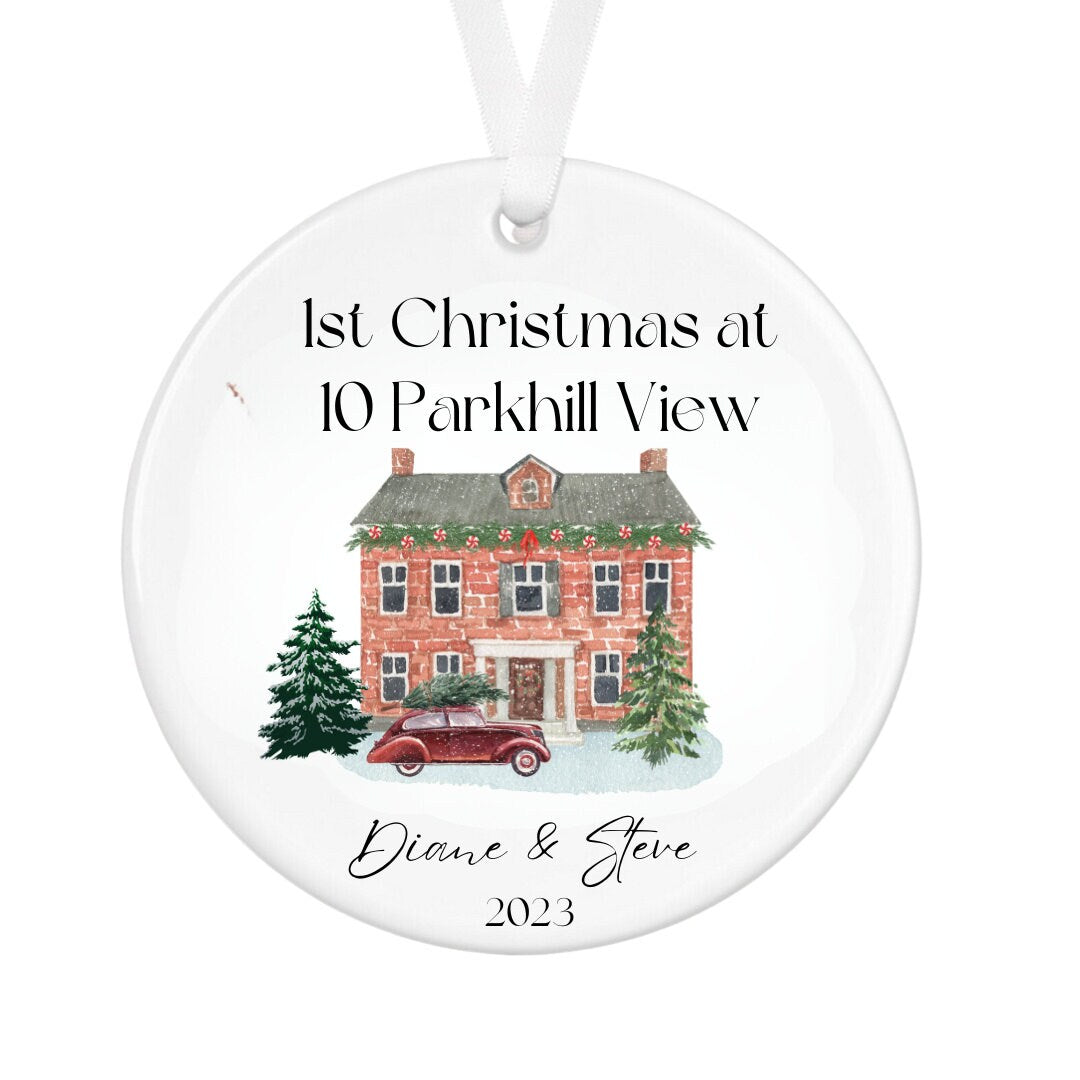 Personalised First Christmas in our New Home Bauble | Ceramic Xmas Tree Decoration | Couple Christmas Keepsake | First Christmas New Home