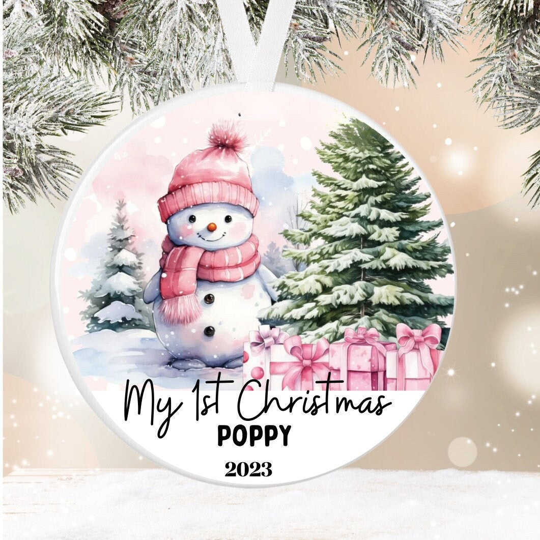 Personalised Girls First Christmas Bauble - First Christmas Ornament - First Christmas Bauble - Baby First Xmas Tree Decoration - Keepsake