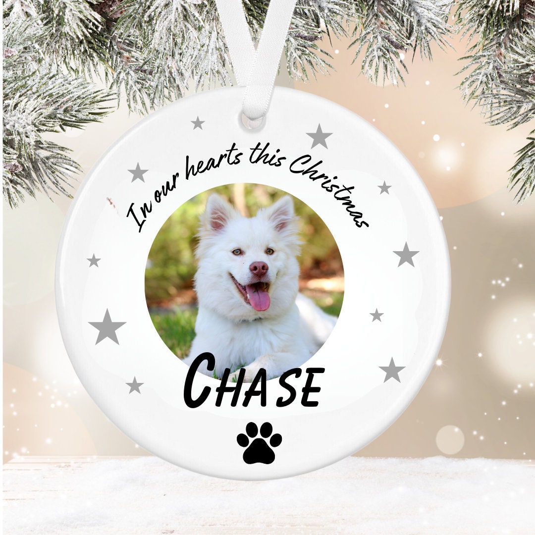 Personalised Dogs Memorial Christmas hanging ceramic - Christmas Pet Memorial Ornament - Dog Memorial - Personalised Pet Portrait