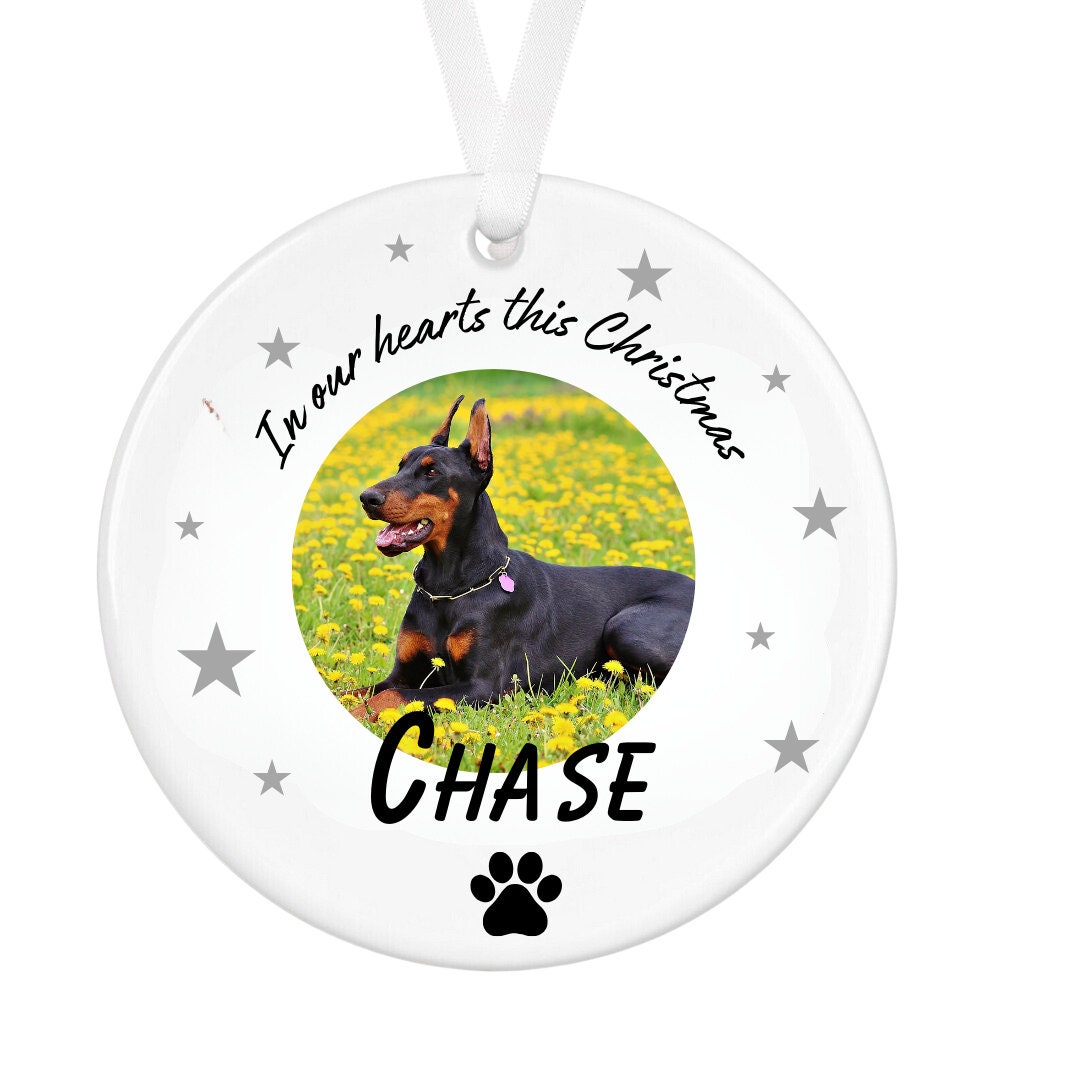 Personalised Dogs Memorial Christmas hanging ceramic - Christmas Pet Memorial Ornament - Dog Memorial - Personalised Pet Portrait