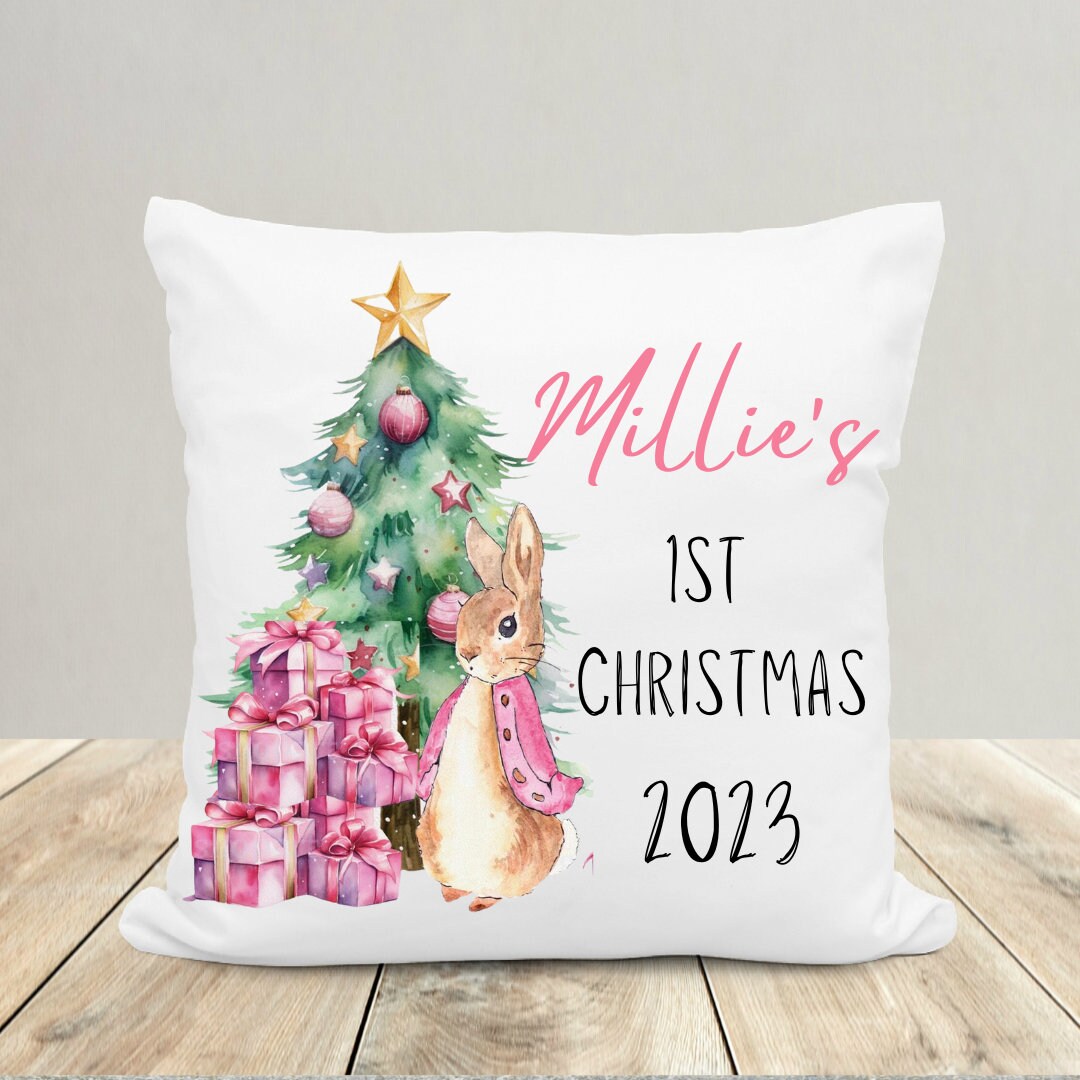 Girls Personalised First Christmas Keepsake Cushion - Baby's First Christmas Gifts - Personalised Christmas Decorations - Christmas Cushions