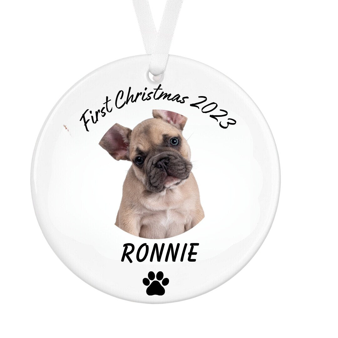 Personalised Dogs 1st Christmas Bauble - Personalised First Christmas Pet Ornament - Dog Gift - Cat Bauble - Dog First Xmas Ornament