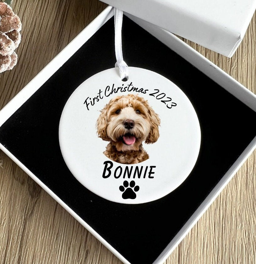 Personalised Dogs 1st Christmas Bauble - Personalised First Christmas Pet Ornament - Dog Gift - Cat Bauble - Dog First Xmas Ornament