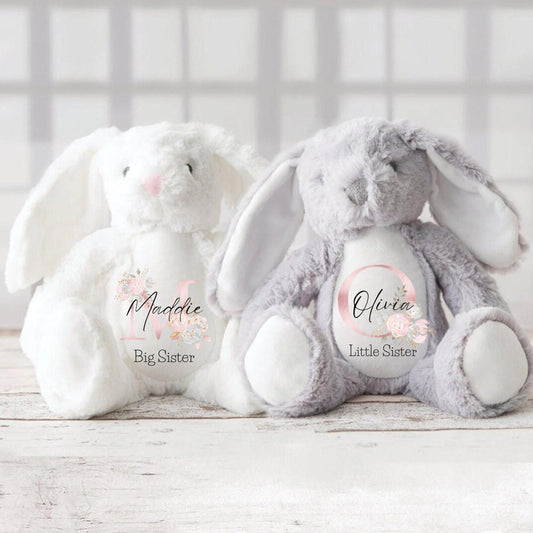 Personalised Bunny, Baby Gift,New Baby,Baby Girl Gifts,Big Sister Gift, Little Sister Gifts, New Sister Gift, Sister Gift , New Sister