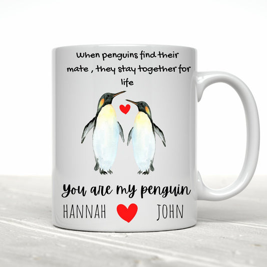 Personalised Valentines day gift for him, Personalised Valentines day gift for her, You're My Penguin Mug, husband or wife , Valentines Day